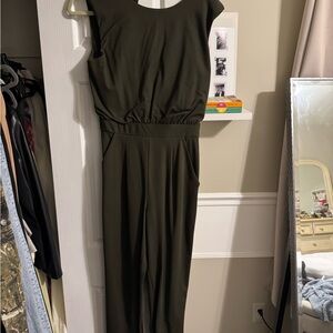 Express Olive Green Sleeveless Jumpsuit